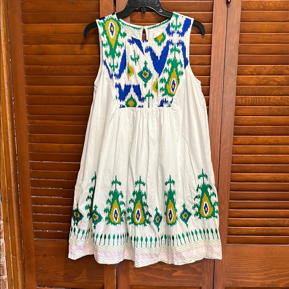 Anthropologie Colorful Patterned Dress with embroidery